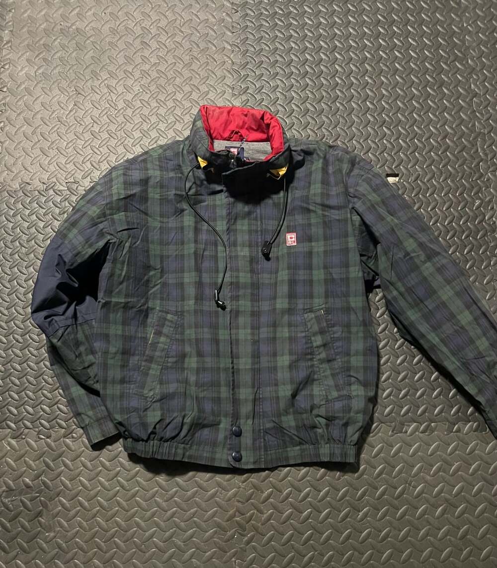 Chaps Ralph Lauren Plaid Jacket Size XL Green Blue Windbreaker